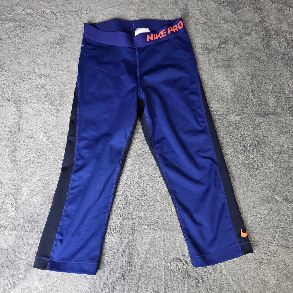 Nike Women Medium Capri Leggings Blue Dri-FIT Nike Pro Compression Tights